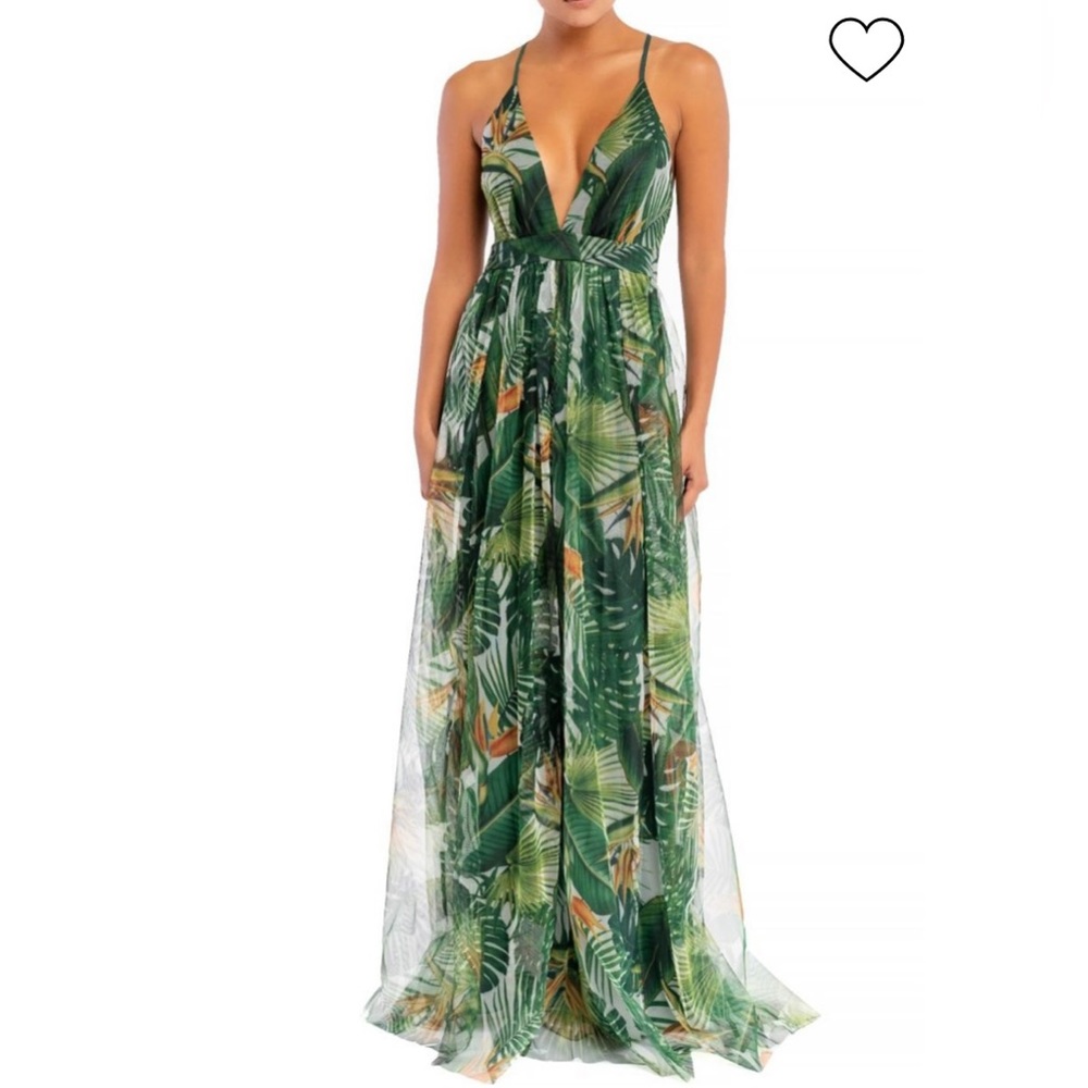 Green Maxi Dress with Criss-Cross Straps